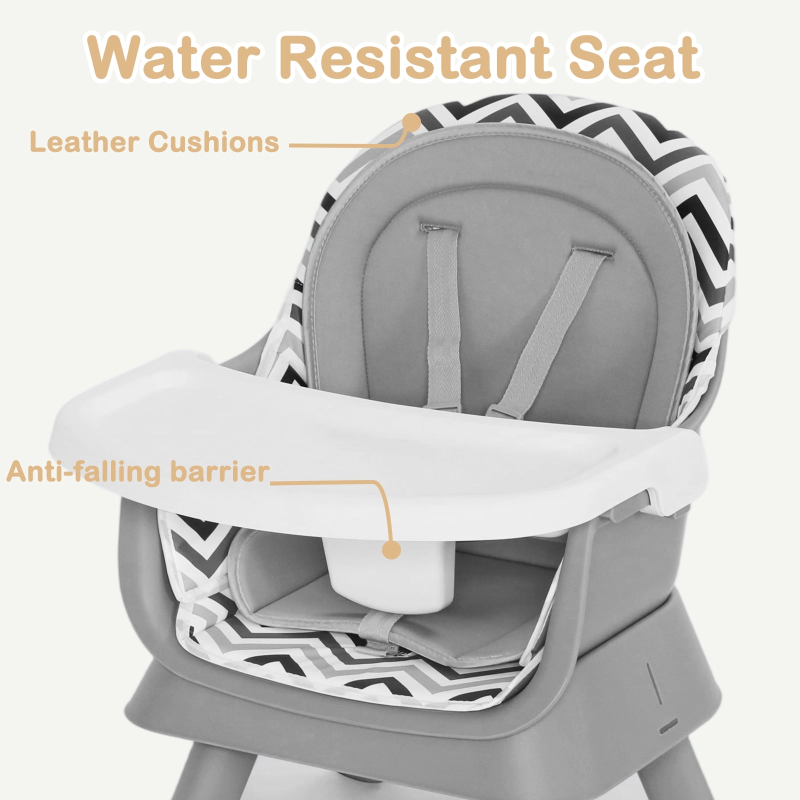 AILEEKISS 8-in-1 Baby High Chair, Toddler Booster Seat with Dishwasher-Safe Tray, Chevron
