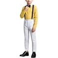 thumbnail image 2 of Samdudou Boys 2 Piece Formal Outfit Long Sleeve Button Down Shirt and Adjustable Suspenders Trousers Pants Set Gentleman Suit Wedding Guest Dress for Party and Speech, 2 of 6