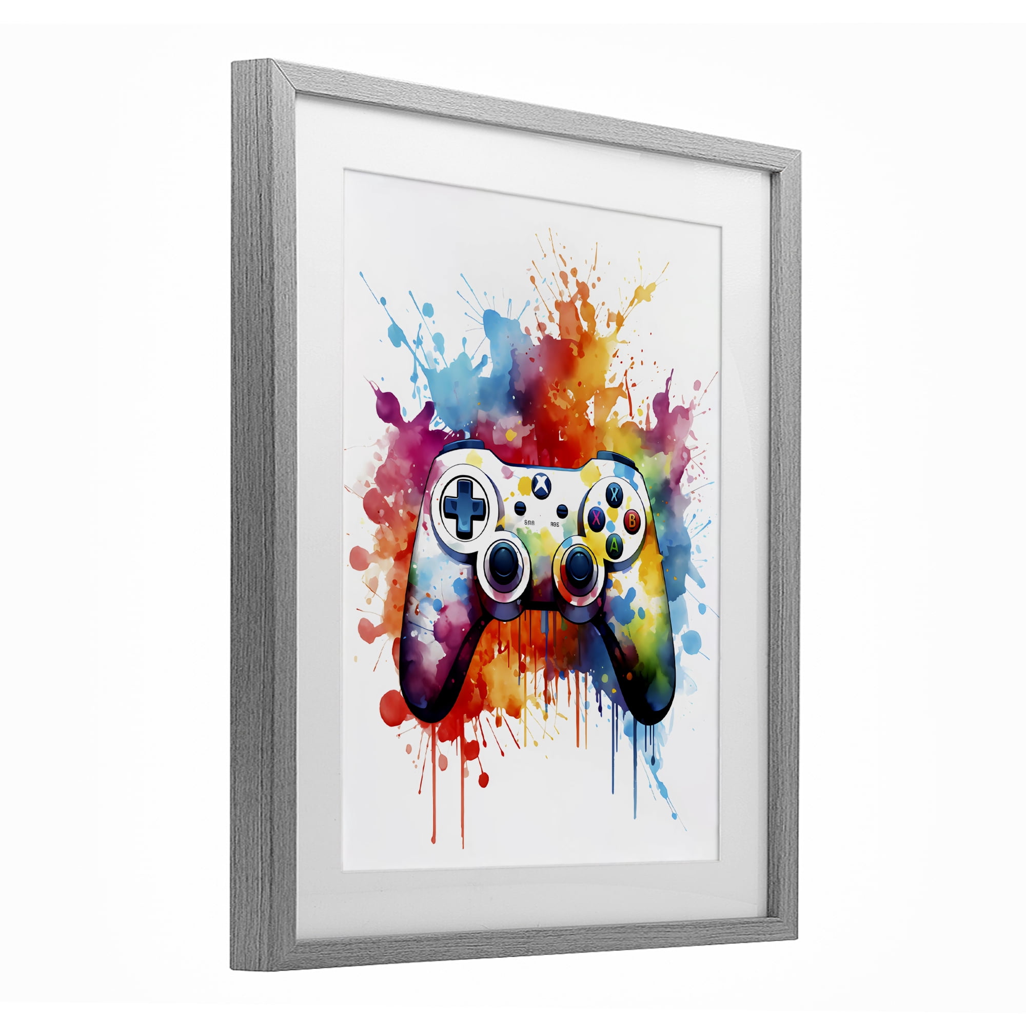 Stupell Industries Color Burst Game Controller Gray Framed Print Under Glass, design by Creative Studio