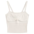 thumbnail image 5 of Public Women Built-In Bra Tank Tops Casual Sleeveless Lace T Shirts Trendy Ribbed Slim Fit Tank Tops White One Size, 5 of 5