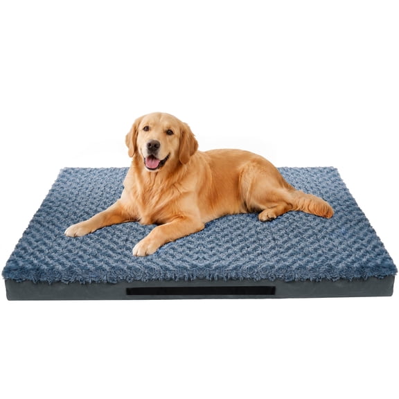 PayUSD Orthopedic Dog Bed for Large Medium Dogs with Removable Waterproof Liner, Rose Plush Dog Crate Bed Pet Mattress with Egg Crate Foam, Washable Cover, Non-Slip Bottom & Carry Handle, 36"x27"