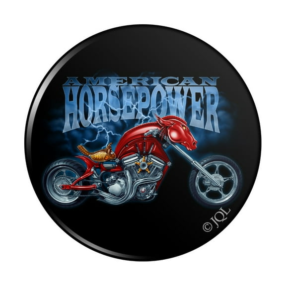 American Horsepower Biker Motorcycle Chopper Kitchen Refrigerator Locker Button Magnet
