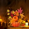 thumbnail image 7 of Fall Decor Halloween Thanksgiving Fall Decorations for Home Artificial Orange Flowers Fake Realistic Pumpkin Floral Arrangement with Orange Sunflowers & Autumn Leaves Maple Leaf Harvest Decor, 7 of 7