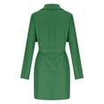 thumbnail image 4 of WCMZJ Plus Size Trench for Women Waterfall Collar Lapel Wrap Pea Cardigan Lightweight Lace up Chic Asymmetric Hem Solid Color Thermal Coats Green L, 4 of 5