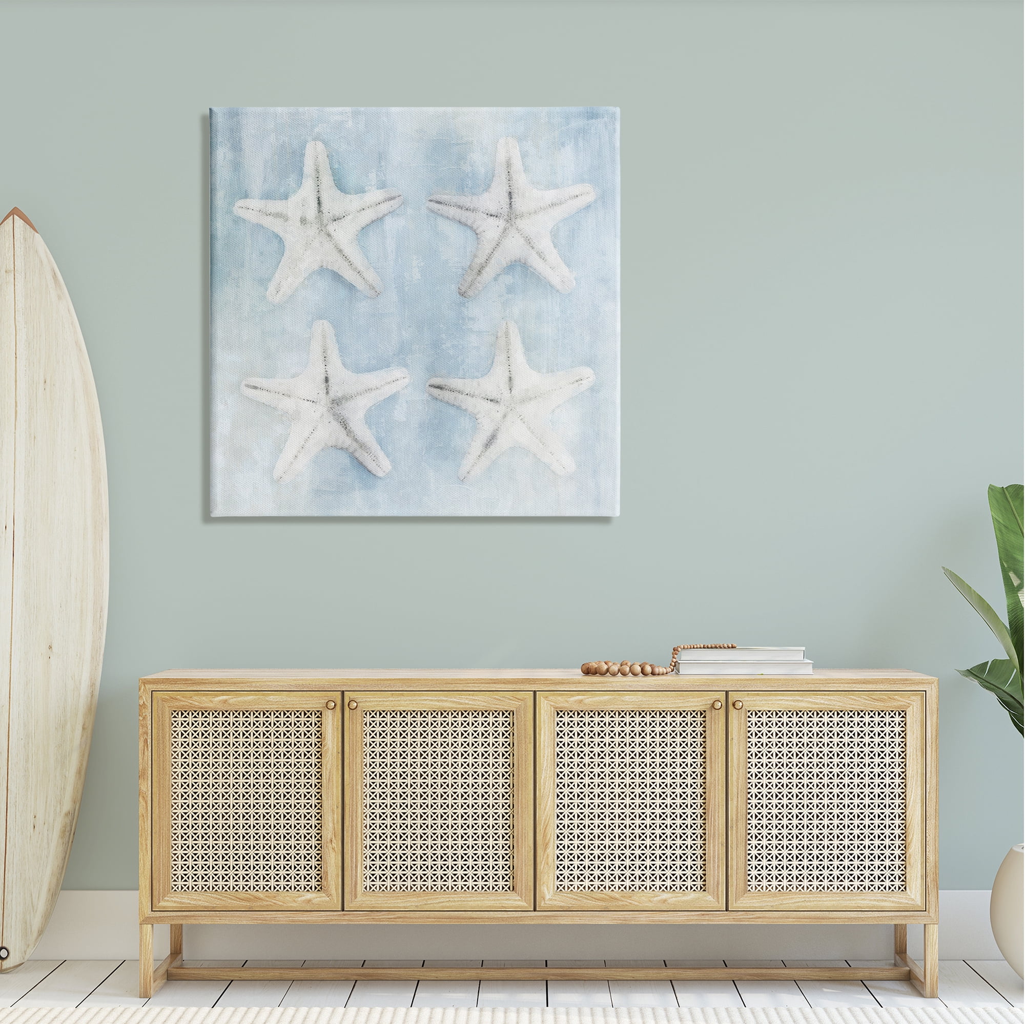 Stupell Aquatic Starfish Soft Blue Coastal Landscape Painting Gallery Wrapped Canvas Print Wall Art