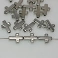 thumbnail image 2 of U8MO 200 Silver Tone Metallic Acrylic Smooth Cross Beads 13X9mm Earring Craft DIY-13X9mm, 2 of 9