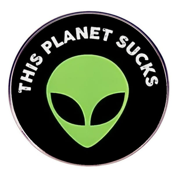 Broche para broches, graciosos dibujos animados con cara de ovni verde alienígena