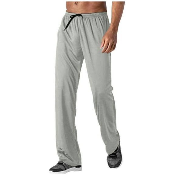 KeShDi Baggy Sweatpants Men Straight Leg Sweatpants Men Men's Stylish Solid Straight Leg Sweatpants Loose Casual Full Length Pants Gray L