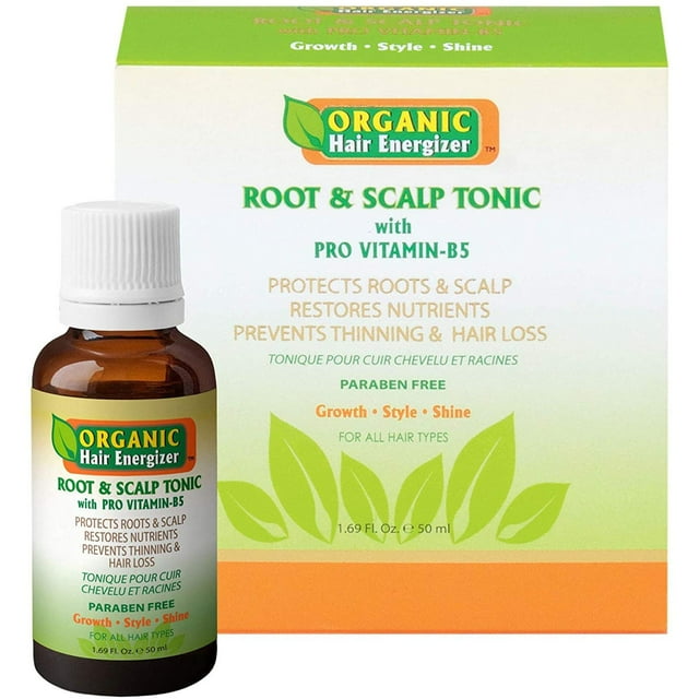 Tónico orgánico para el crecimiento del cabello con vitamina B5 para raíces y cuero cabelludo, 1.69 oz | Bloqueadores DHT Sin sulfatos ni parabenos Previenen la caída del cabello Adelgazamiento y retr
