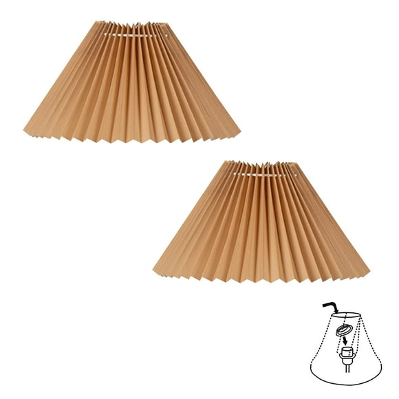 FSLiving Brown Pleated Mushroom Designed Fabric Lamp Shade Replacement, Slip UNO Fitter Art Cover, DIY Torchiere Shade Decorative for Ceiling Pendant Light Table Lamp Swag Lamp Wall Sconce 2-Packs