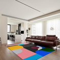 thumbnail image 3 of Abstract Colorful Geometric Medieval Print Area Rug, Brown Pink Splicing Irregular Pattern Machine Washable Rugs, for Room Sofa Living Room Bedroom Home Decor Floor Mats 4x6ft, 3 of 7