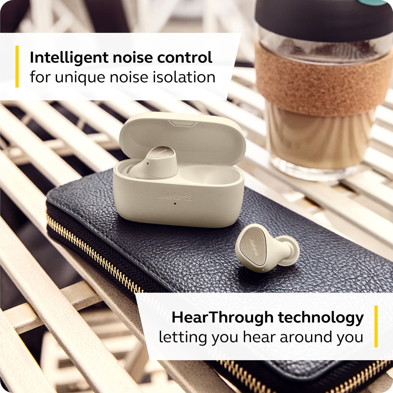 Jabra Elite 3 in Ear Wireless Bluetooth Earbuds, Noise Isolating, Light Beige
