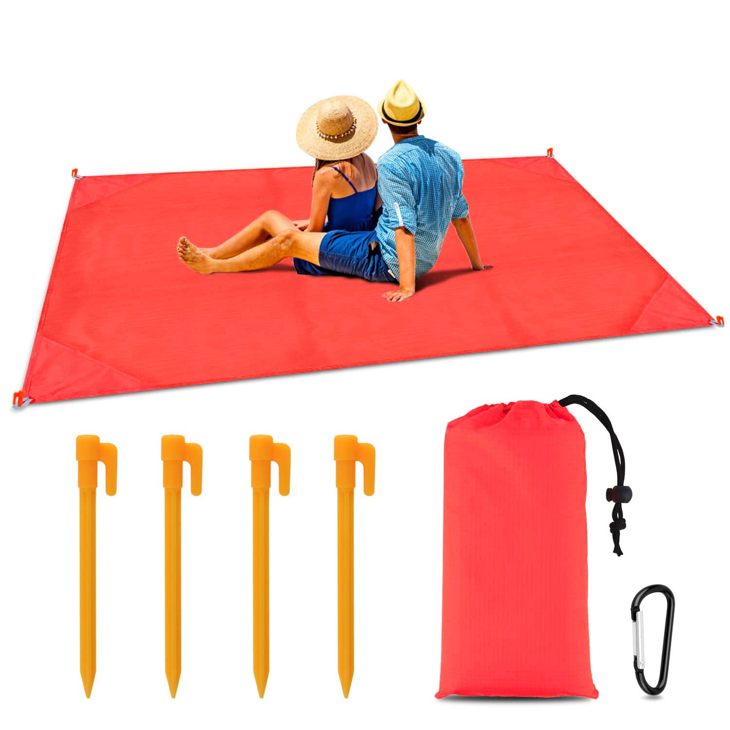 LNKOO Sand Free Compact Beach Blanket Pocket Picnic Sheet For Outdoor