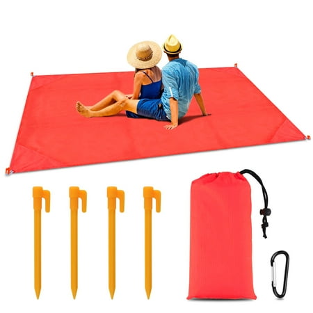 LNKOO Sand Free Compact Beach Blanket - Pocket Picnic Sheet For Outdoor Multiple Use | Best Mat For Travel & Festivals, Soft & Quick Drying with 4 Stakes& 1 (Fire Blanket Used Best For)