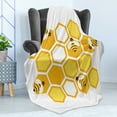 thumbnail image 4 of Honey Bee Soft Flannel Fleece Throw Blanket, Geometric Interpretation of a Honeycomb and Flies, Cozy Plush for Indoor and Outdoor Use, 50" x 60", Earth Yellow Mustard, by Ambesonne, 4 of 5