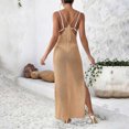 thumbnail image 5 of Levmjia Women's Halter Neck Cover Up Dress Bow Tie Front Slit Beach Dress Sexy Hollow Out Swimwear Coverup for Summer Vacation, 5 of 5