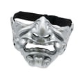 thumbnail image 1 of Máscara de Cosplay de mueca de cabeza, máscara japonesa, accesorio decorativo, máscara de cabeza aterradora, máscara de media cara samurái para puesta Plata, 1 of 8