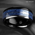 thumbnail image 4 of Tungsten Rings for Men Wedding Bands for Him Womens Wedding Bands for Her 8mm Arrow Dome Black Multidimensional Blue, 4 of 9