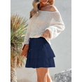 thumbnail image 4 of Pantalones cortos Aoudery Flowy para mujer con volantes, pantalones cortos con volantes, azul marino, 4 of 6