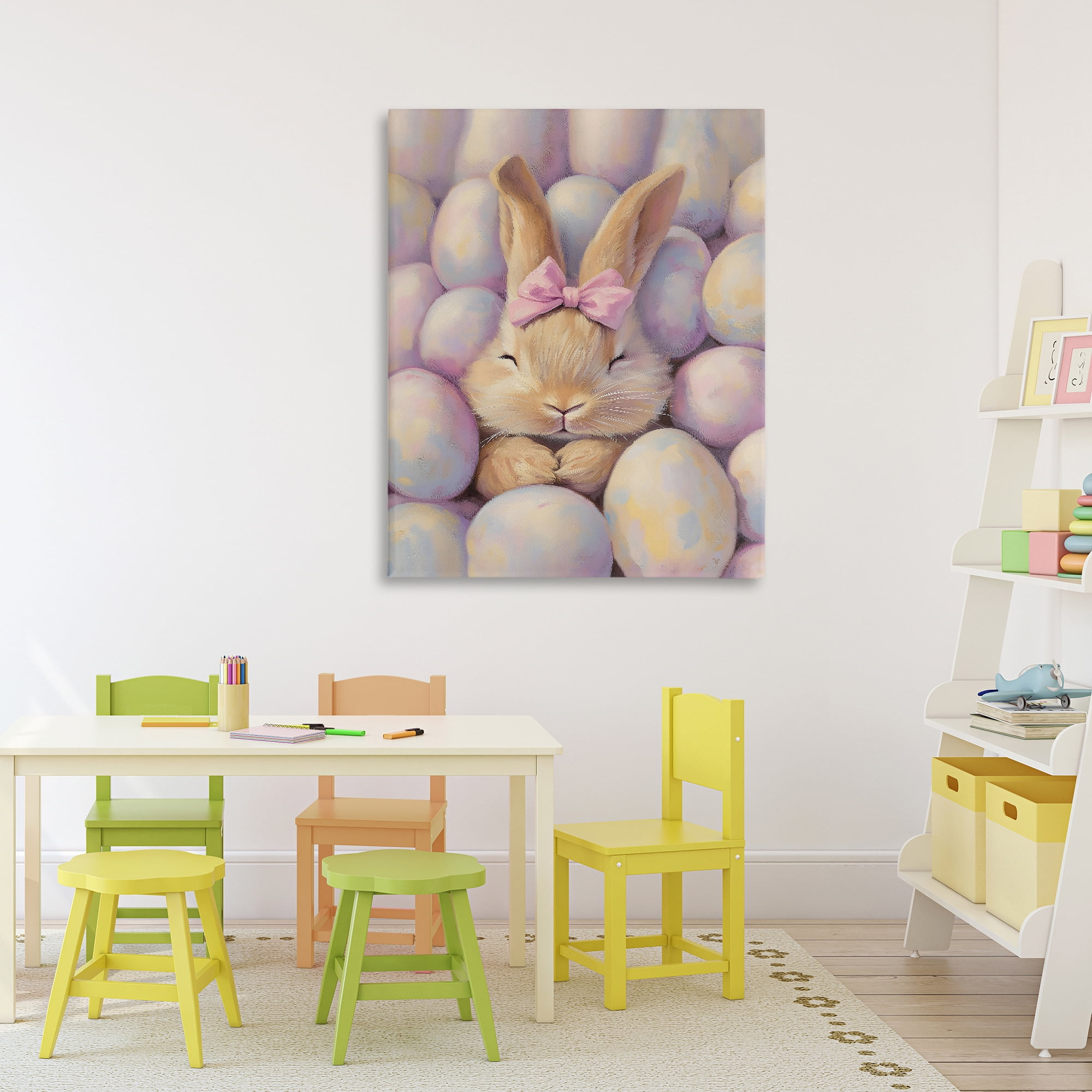 Stupell Industries Easter Bunny Nestled in Eggs Canvas Wall Art, design by The Prints Vibe