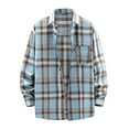 thumbnail image 4 of Mens Flannel Shirt Long Sleeve Fashion Casual Collar Regular Fit Plaid Shirt Lightweight Versatile Fall Button Classic Basic Tops With Pocket Light Blue XXL, 4 of 4