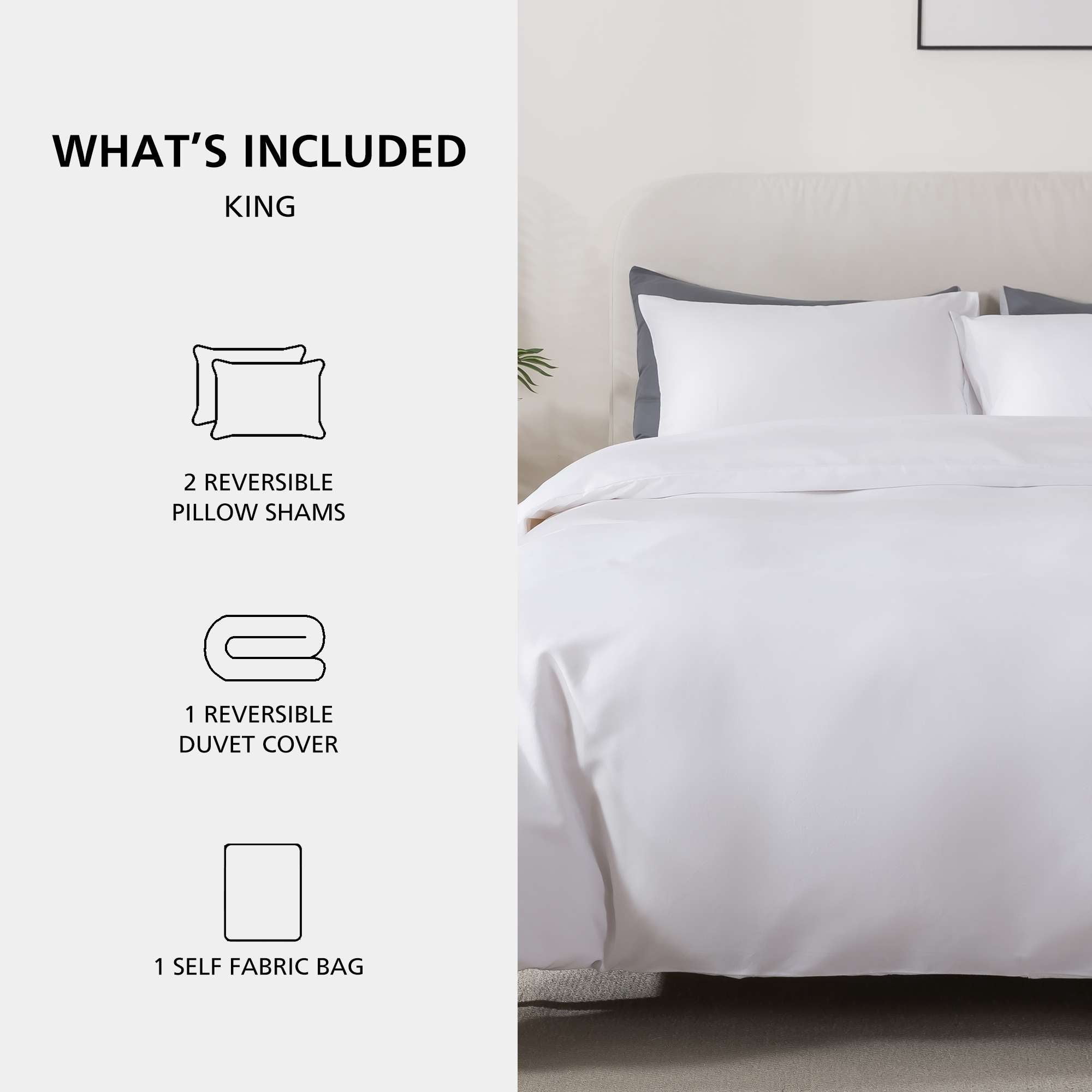 Mainstays King Duvet Cover Set, All-Season, 3-Piece, White