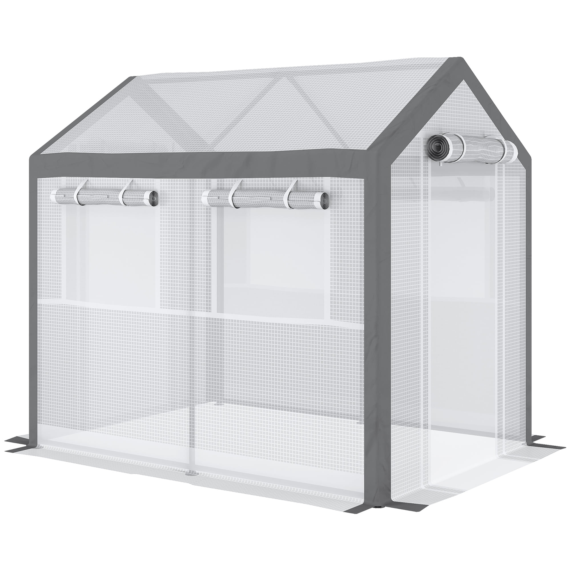 Outsunny Walk-In Tunnel Greenhouse with Windows, Mesh Doors, Weather Cover