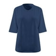 thumbnail image 6 of Bovxnpu 3/4 Length Sleeve Womens Tops, Plus Size Cotton Casual Blouses for Women, Women's Oversized V-neck Short Sleeved Solid Summer Base Shirt Sports T-shirt XXL, 6 of 6