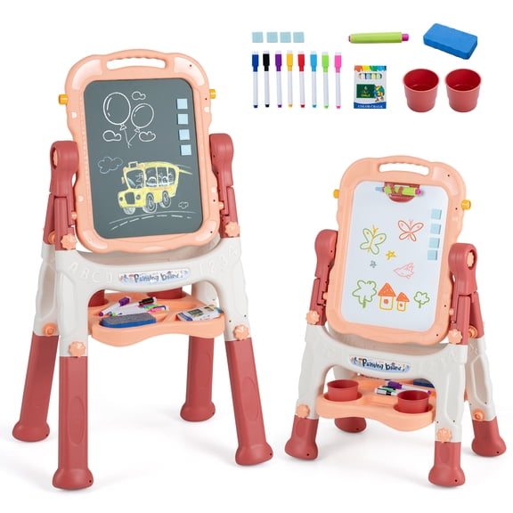 Infans Art Easel for Kids Height Adjustable Magnetic Chalkboard & White Drawing Board