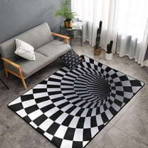 TEQUAN Area Rugs for Living Room Bedroom, Black White 3D Vortex Illusion Printed Carpet Non-Slip Door Mat Polyester Floor Mats, 60" x 39"