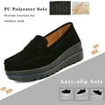 thumbnail image 6 of Ruitaoo Women's Slip On Platform Loafers Comfort Suede Wedge Shoes Low Top Moccasins Black 41, 6 of 6