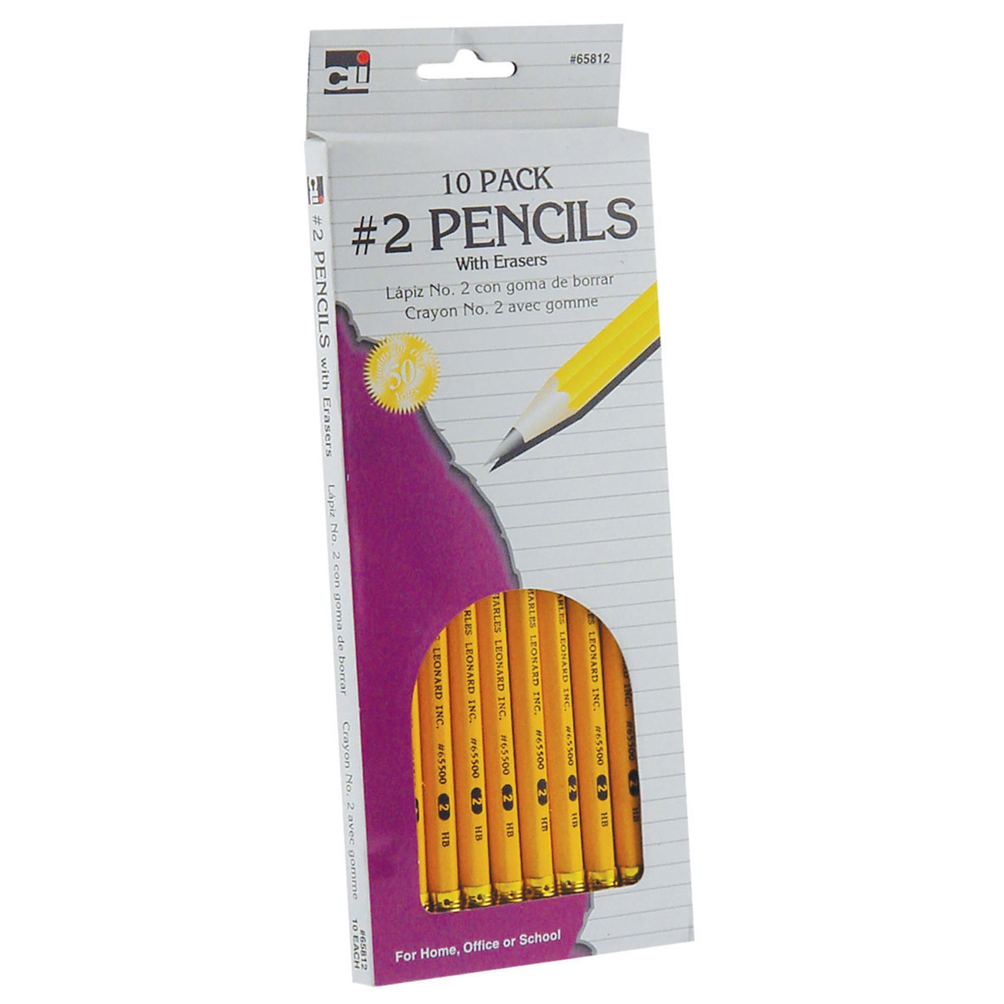 Charles Leonard No. 2 Pencil with Eraser, 240 Count