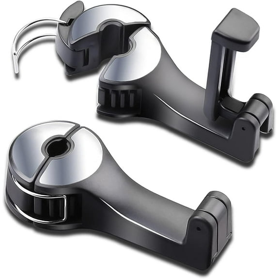 Car Headrest Hidden Hook with Phone Holder, Car Seat Hooks for Purses and Bags, Universal 360° Rotation Headrest Hooks Purse Holder for Car, Car Purse Hook Holder (Silver)