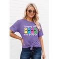 thumbnail image 4 of KimSoong Women Happy Easter Shirts Hanging with My Peeps Shirt Cute Bunny Rabbit Graphic Letter Printed Top, 4 of 9