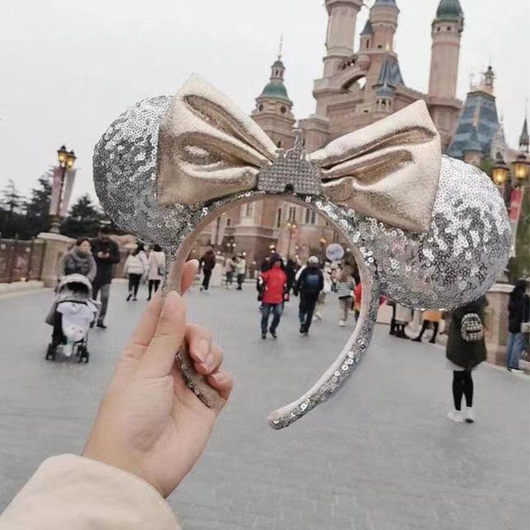 Fashion Sequins Minnie Ears Castle Jewel Silver Bow Headband  display picture 3