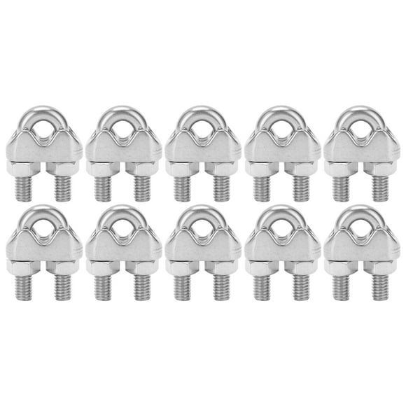 Clips De Cuerda De Alambre, 10PCS Material De Acero Inoxidable Cable De Cuerda De Alambre Abrazadera De Clip De Cable De Cuerda De Alambre De Acero Inoxidable Para Fijar Muebles De