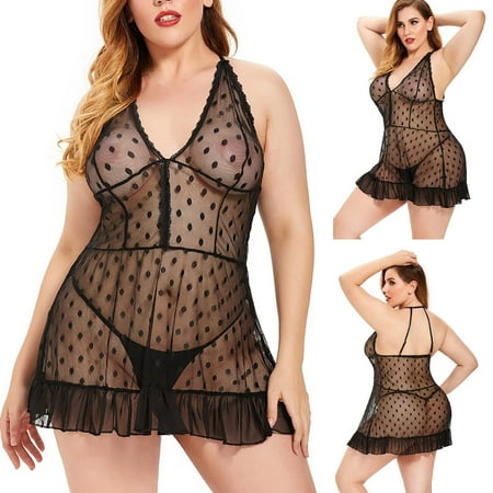 

Lingerie For Women Plus Size Plus Size Lingerie Lace Nightwear Wave Point Sleepwear Stylish Nightwear