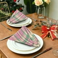 thumbnail image 3 of GZHJMY Pink Green Plaid Cloth Napkins Set of 6, Reusable Washable Oversized Table Napkins for Family Wedding Dinner Party Home Decor, 20 Inch Decorative Washcloths, 3 of 7