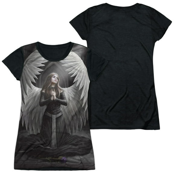 Anne Stokes - Prayer For The Fallen - Juniors Teen Girls Black Back Sleeve Shirt - Small