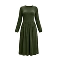 thumbnail image 4 of MYAOYI Womens Long Sleeve Midi Dress Pleated A-Line Swing Dress with Pockets, 4 of 7