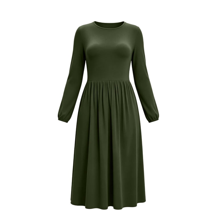 shift dress winter Ukhccc Women's Casual Loose Fit Long Sleeve Midi with Pockets Soft Flowy A-Line Silhouette for Work Office Daily Wear S-2xl, Size The relaxed A product_measurements Josephine Collar Long Sleeve Shoe size:24