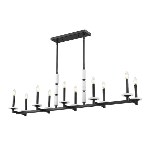 Z-Lite Kaden 10 Light Linear Chandelier in Matte Black color, Steel frame