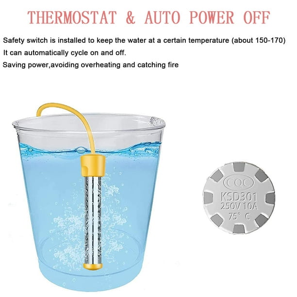 ELVIRER Automatic 1500W Pool Heater With Thermostat And Thermometer For Hot Tub, Yellow PVC