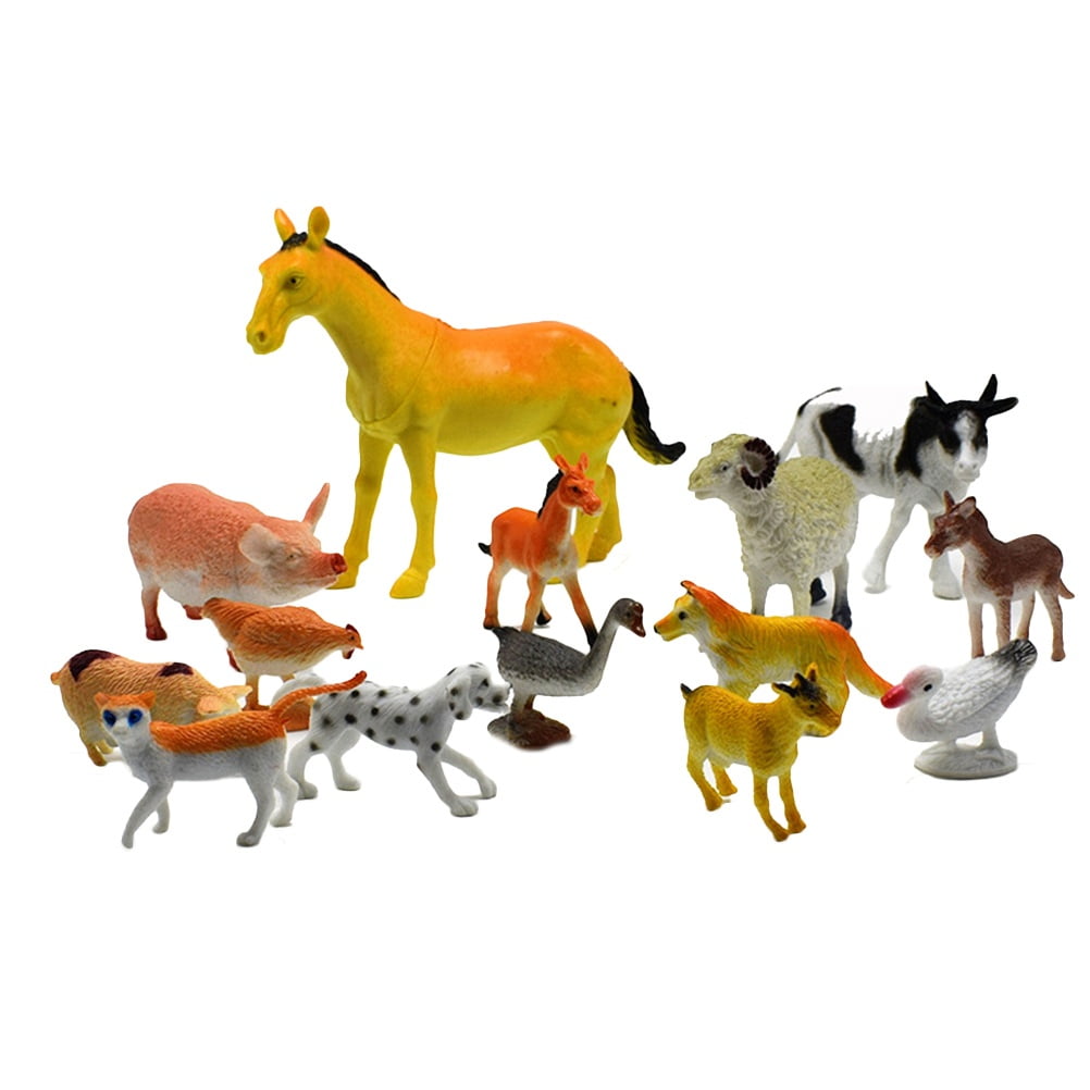 14Pcs PVC Farm Animal Model Toys Set Plastic Similation Toys Educational Cognition Toy Favors