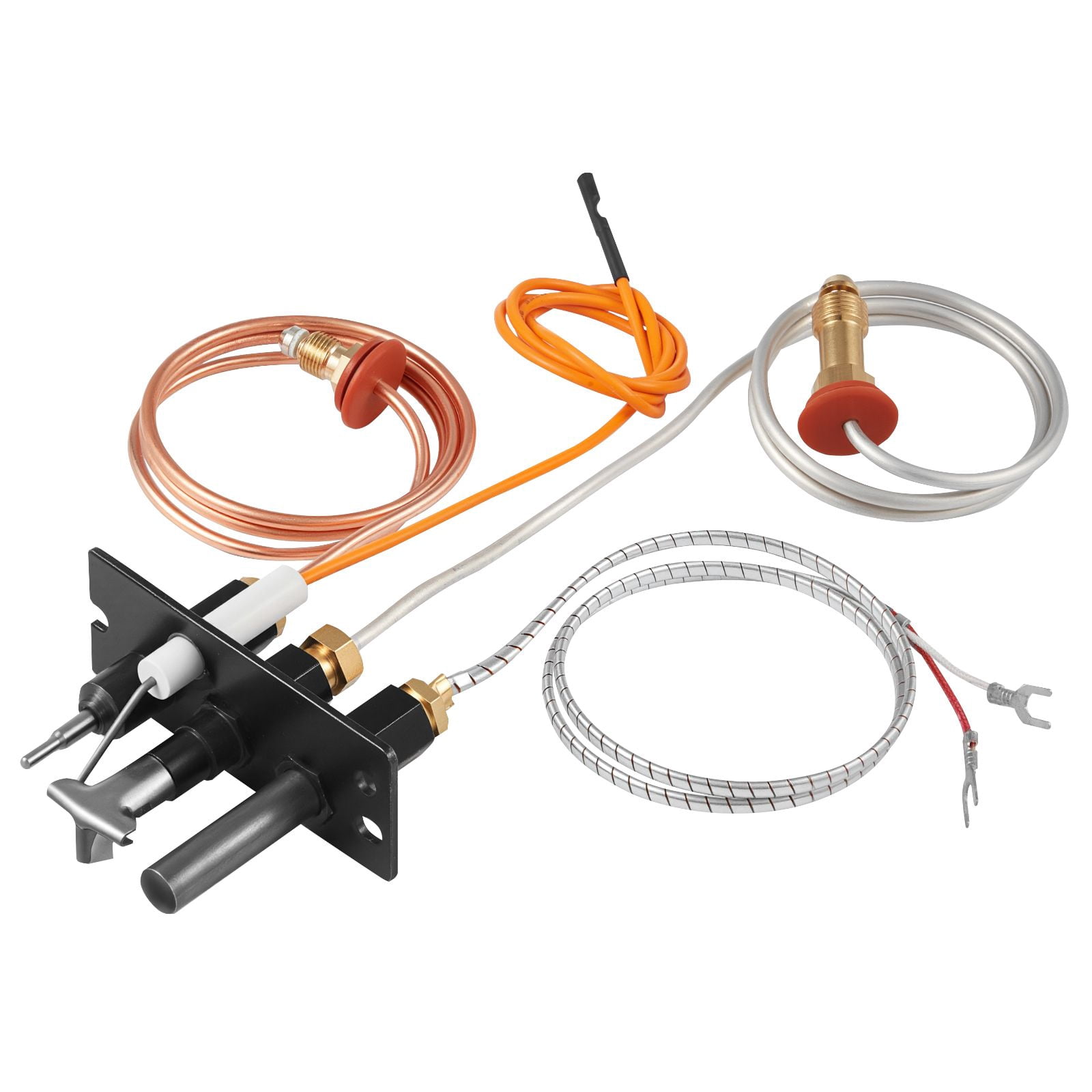 Gas Fireplace Pilot Ignition Assembly, Four 24in Parts Pilot Tube Igniter Thermocouple Thermopile, Premium Tube Heat-Resistant Wiring OEM Replacement