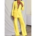 thumbnail image 3 of Pants Suits for Women Dressy 2 Piece Business Casual Lapel Long Sleeve Open Front Blazer Pants Suit Set Yellow M, 3 of 6