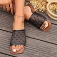 thumbnail image 5 of Womens Black Mesh Slide Sandals Flat Open Toe Breathable Heart Pattern Cute Summer Beach Shoes,Size 9.5, 5 of 8