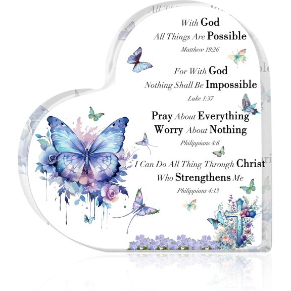 Acrylic Christian Gifts for Women,Inspirational Gifts With Bible Verses and Prayers,Christian Decor Desk,Godly Scripture Religious Gift for Women Mom Friends Sister (With God All Things Are Possible)