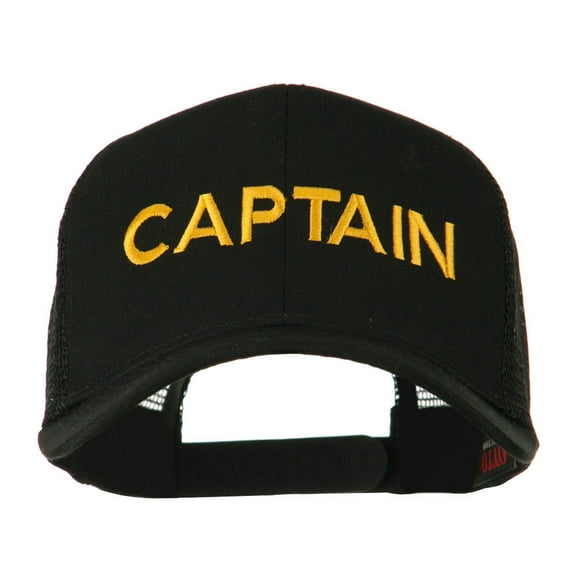 Captain Embroidered Mesh Back Cap - Black OSFM