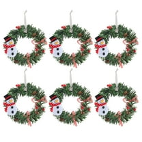 Spencer 6 Pack 6" Artificial Christmas Wreath Green Wintry Pine Hanging Wreaths for Front Door Wall Window Home Holiday Decor Xmas Ornaments